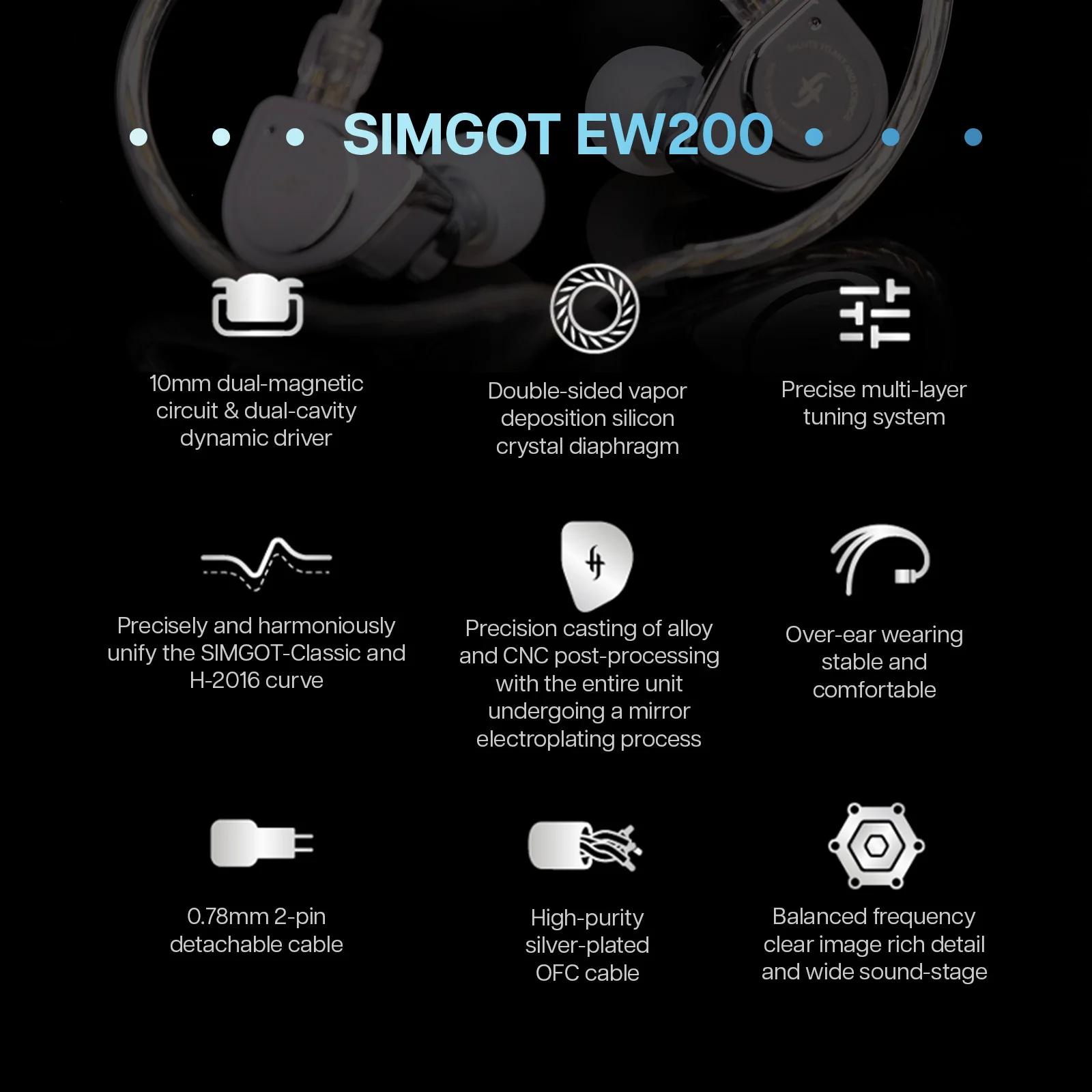 SIMGOT-Écouteurs intra-auriculaires Moo200, 10mm, diaphragme SCP, circuit magnétique et touristes, p