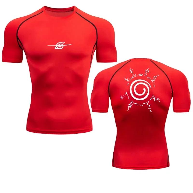 Camisas de compression masculinas anime esporte secagem rápida ginásio t-shirts fitness topos t verã