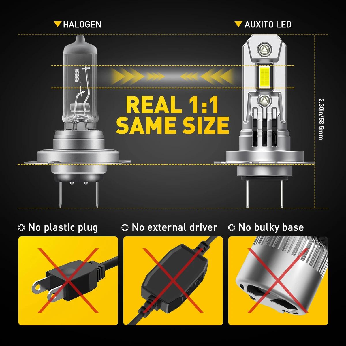 AUXITO 2 pièces meilleures ampoules LED Turbo H7 avec ventilateur puce CSP haute puissance 100W 2000