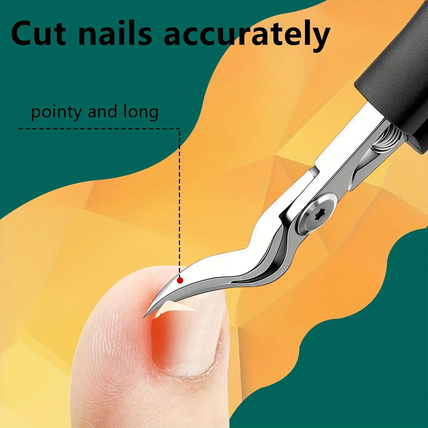 Coupe-ongles professionnel en acier robuste avec lame dentelée – Pour ongles épais et incarnés, tond