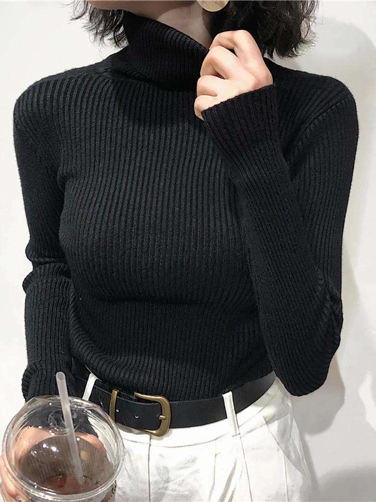 Pull Col Roulé Femme Automne Hiver 2026 – Haut Coréen Slim Tricoté pour Femme – Pull Femme Hiver Tru