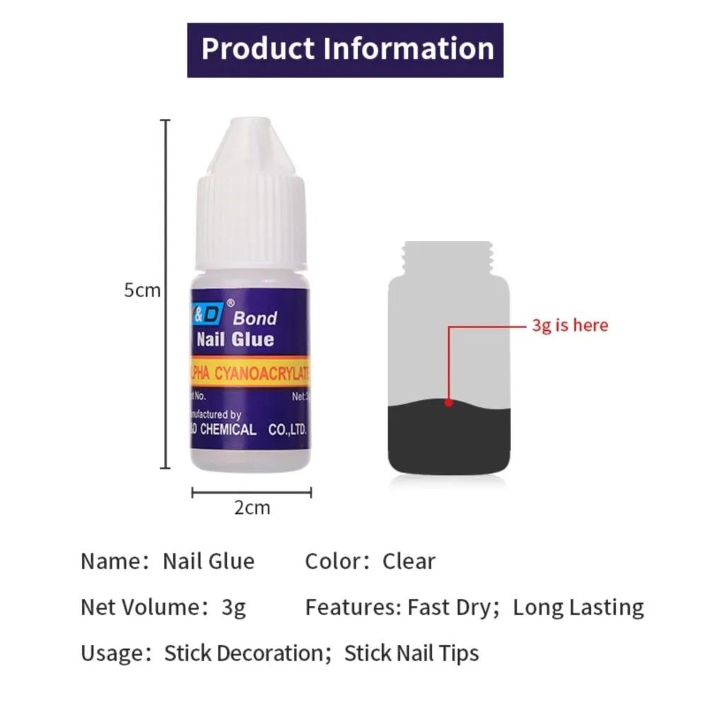 1 ensemble * 3g colle à ongles à séchage rapide pour faux ongles colle adhésive forte professionnel 