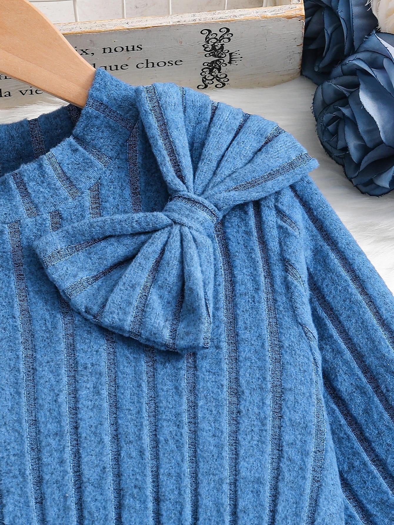 Robe en tricot décontractée pour filles de 8 à 12 ans, style printemps-automne, avec col rond, desig