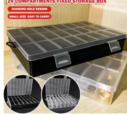 Boîte de rangement en plastique à 24 grilles, boîte de rangement pour bijoux, boucles d'oreilles, co