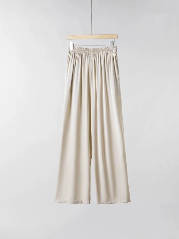 SuyaDream, pantalons longs femme, 93% soie 7% élasthanne, taille élastique, pantalon Chic uni, bas p