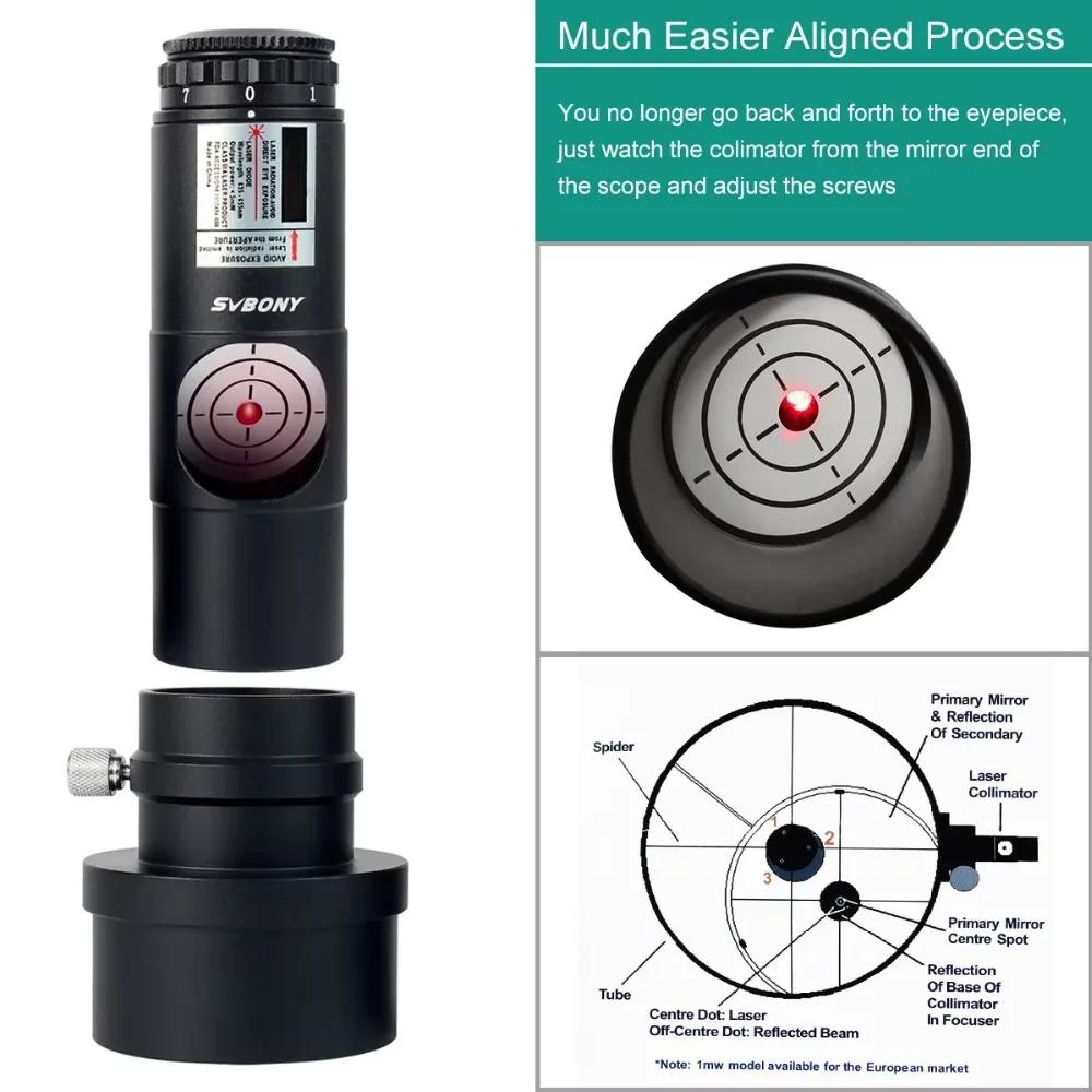 Collimateur télescope SVBONY 1.25" 2" adaptateur pour astrophotographie newtonien 7 niveaux luminosité