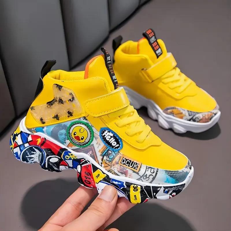 Taille 26-36 enfants sport baskets pour filles enfant dessin animé Graffiti modèle chaussures décont