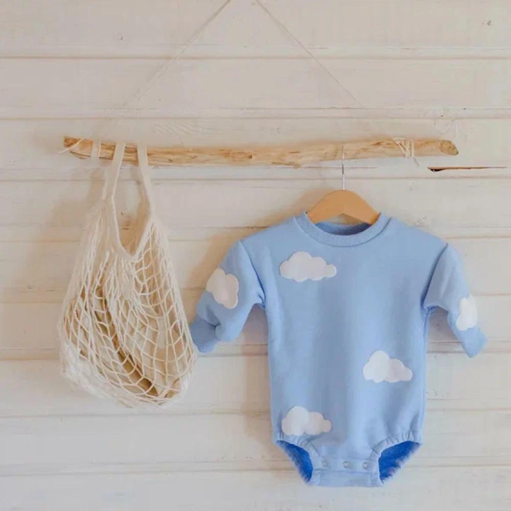 Vêtements de printemps pour bébé, sweat-shirt nuage, barboteuse pour bébé fille et garçon, body à ma