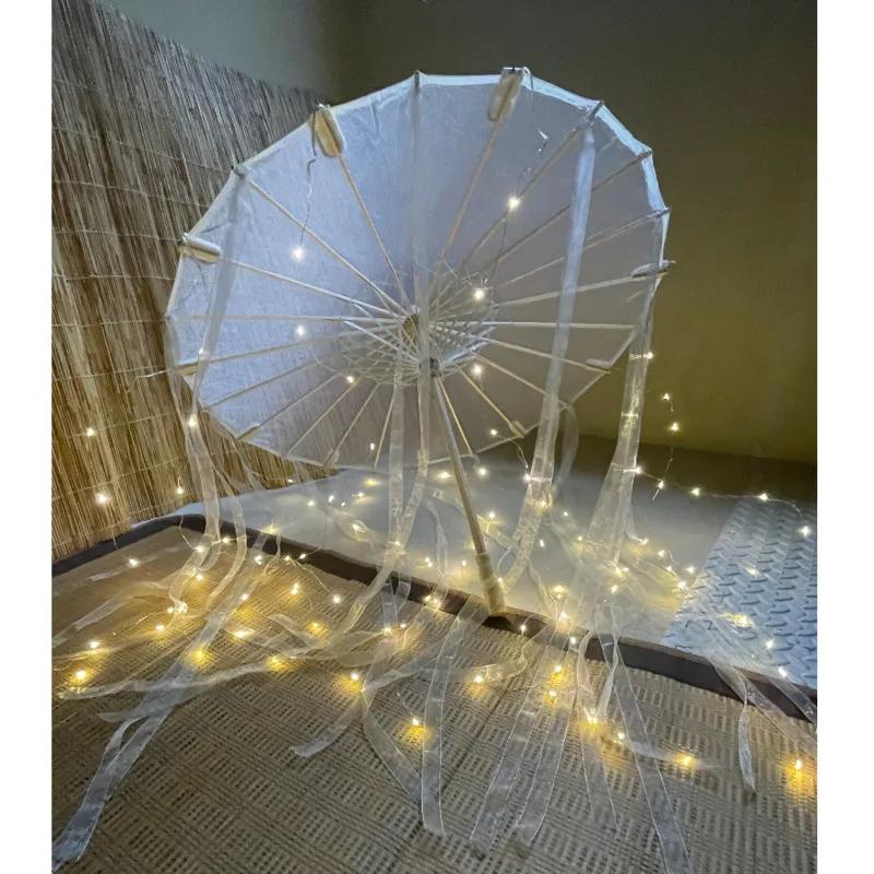 LED chinois japon fil huilé papier soie tissu parapluie Costume ancienne princesse parapluie drame b