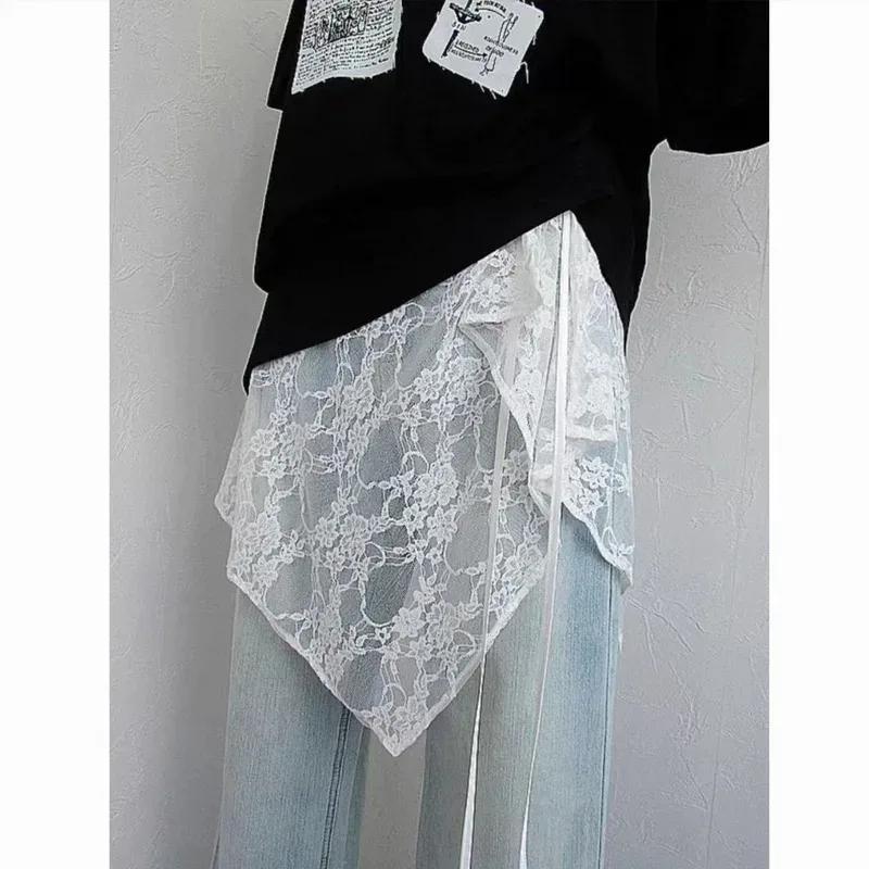 Jupe courte à lacets française pour rideau de pet, jupe superposée de printemps, jupe portefeuille p