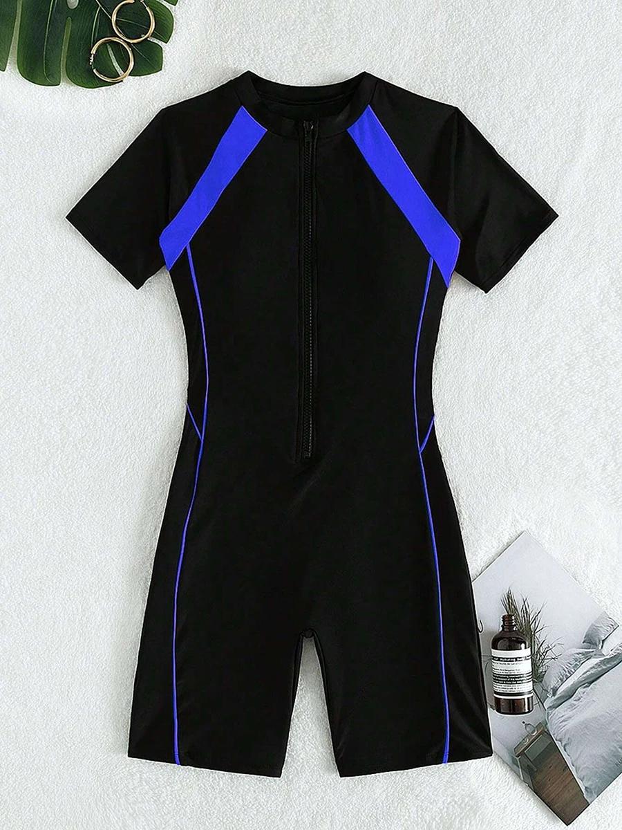 Maillot de bain une pièce à manches courtes pour femme 2026 – Combinaison de surf et de plongée anti