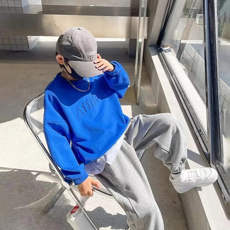 Ensemble de vêtements pour adolescents de 5 à 14 ans, sweat-shirt + pantalon avec lettres, 2 pièces,