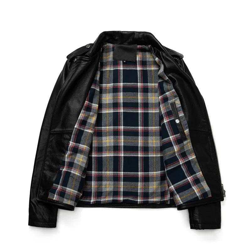 Veste en cuir de vachette véritable pour hommes, manteau de motard, vêtements d'équitation, mode aut