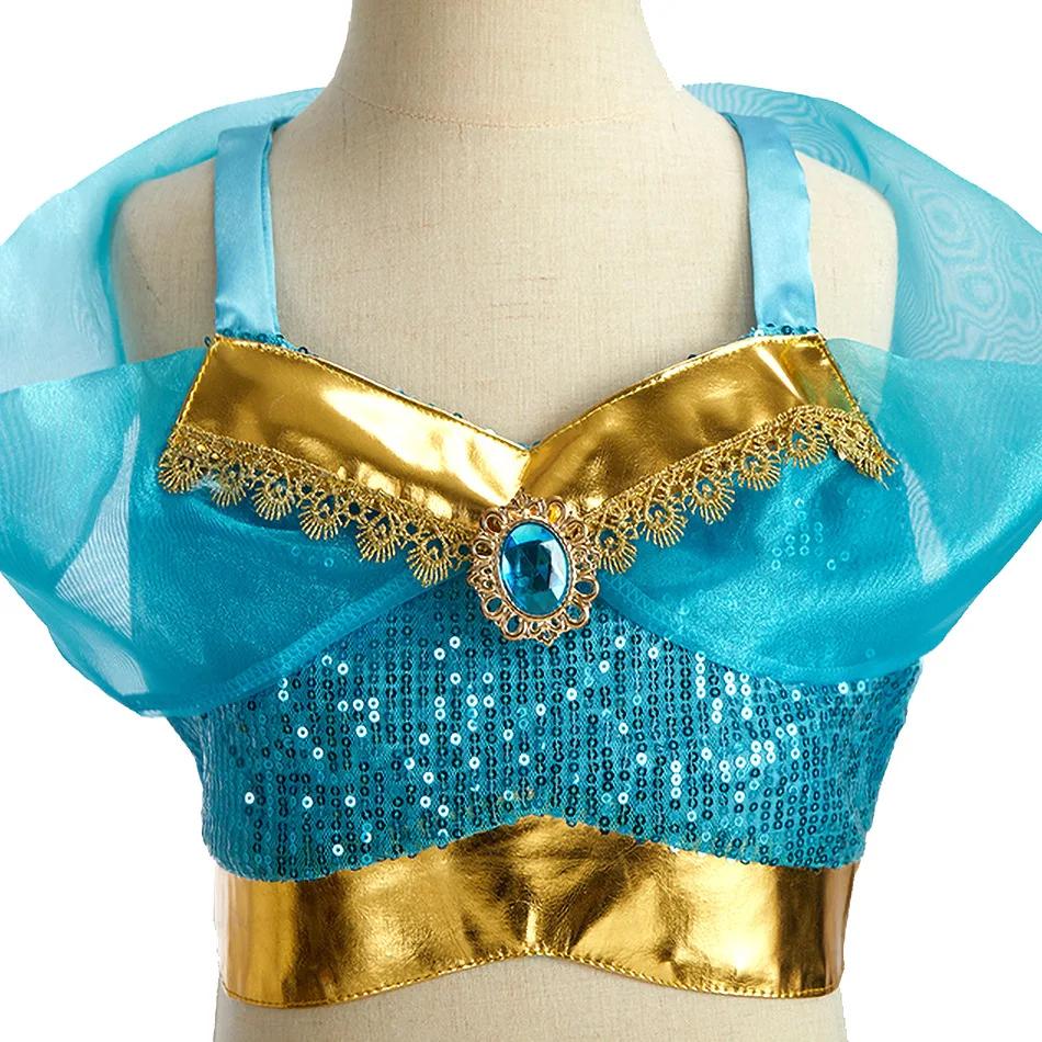 Robe de princesse arabe pour enfants, Costume d'halloween Jasmine pour filles, déguisement de fête d