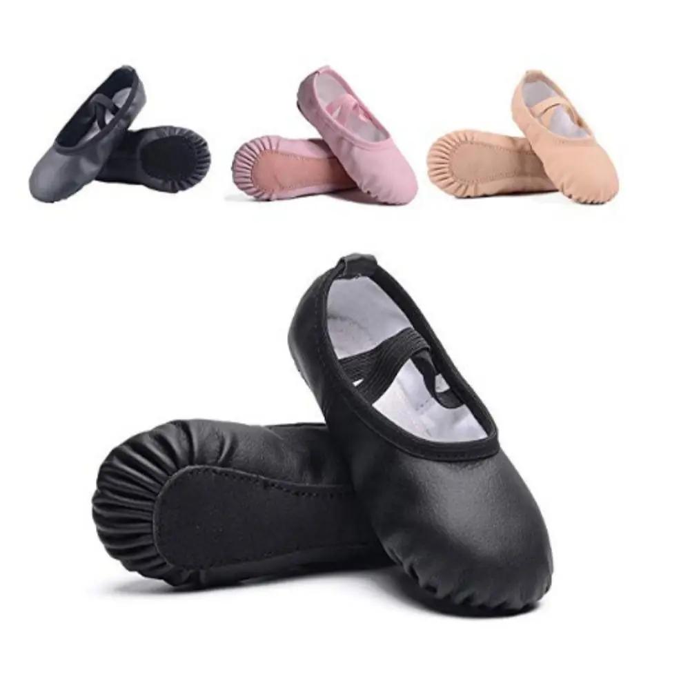Chaussures de ballet souples en cuir PU pour femmes et enfants, chaussures de danse durables, chauss