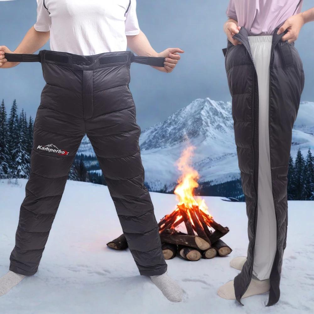 Pantalon d'hiver homme Kamperbox en duvet - Pantalon de randonnée hiver chaud et imperméable pour activités outdoor