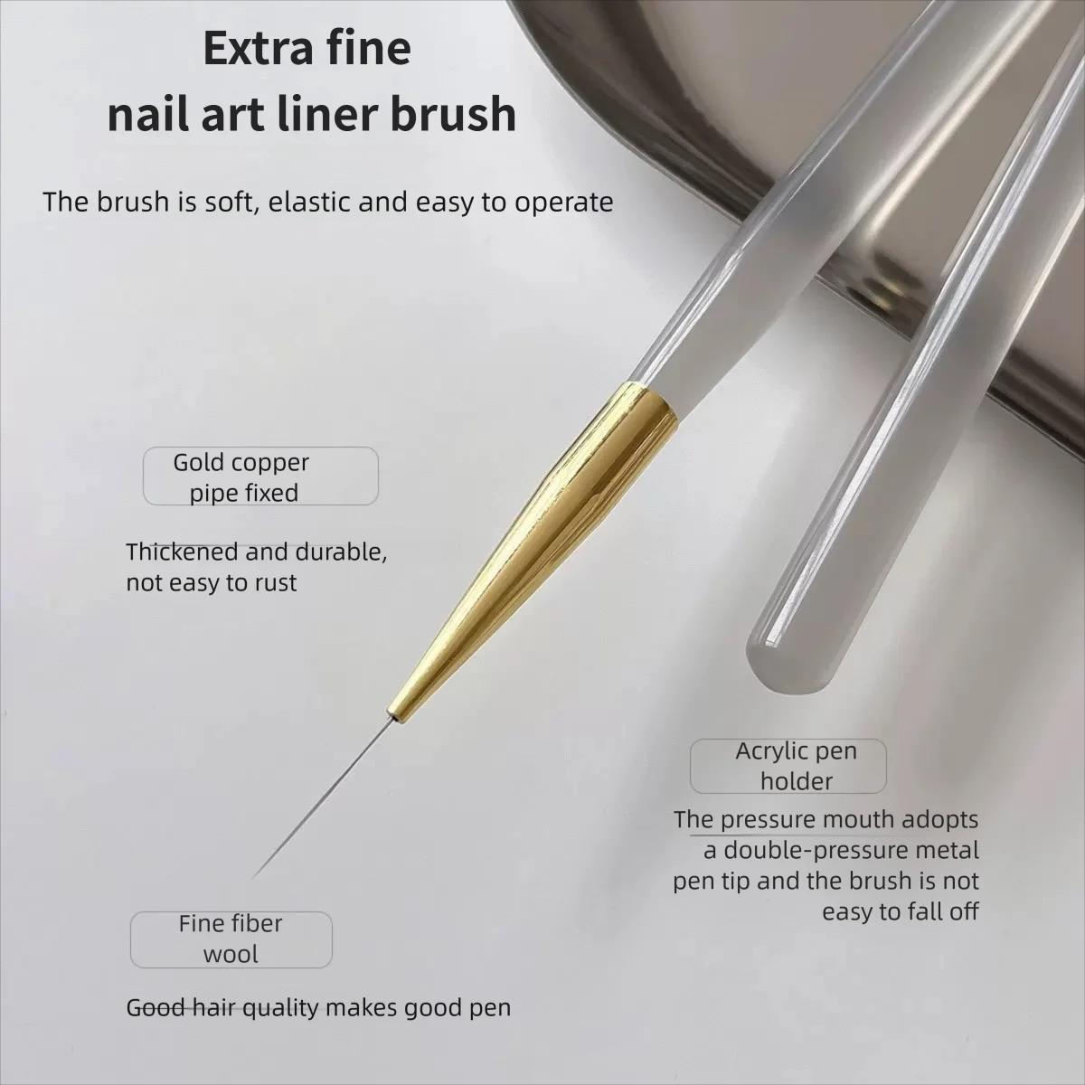 Ensemble de pinceaux professionnels pour Nail Art, 5 pièces, pinceaux à ongles à lignes fines, pince