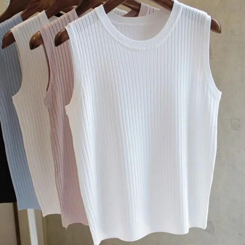 2026 été nouvelle mode tricoté gilets col rond sans manches décontracté mince hauts sans manches Blo