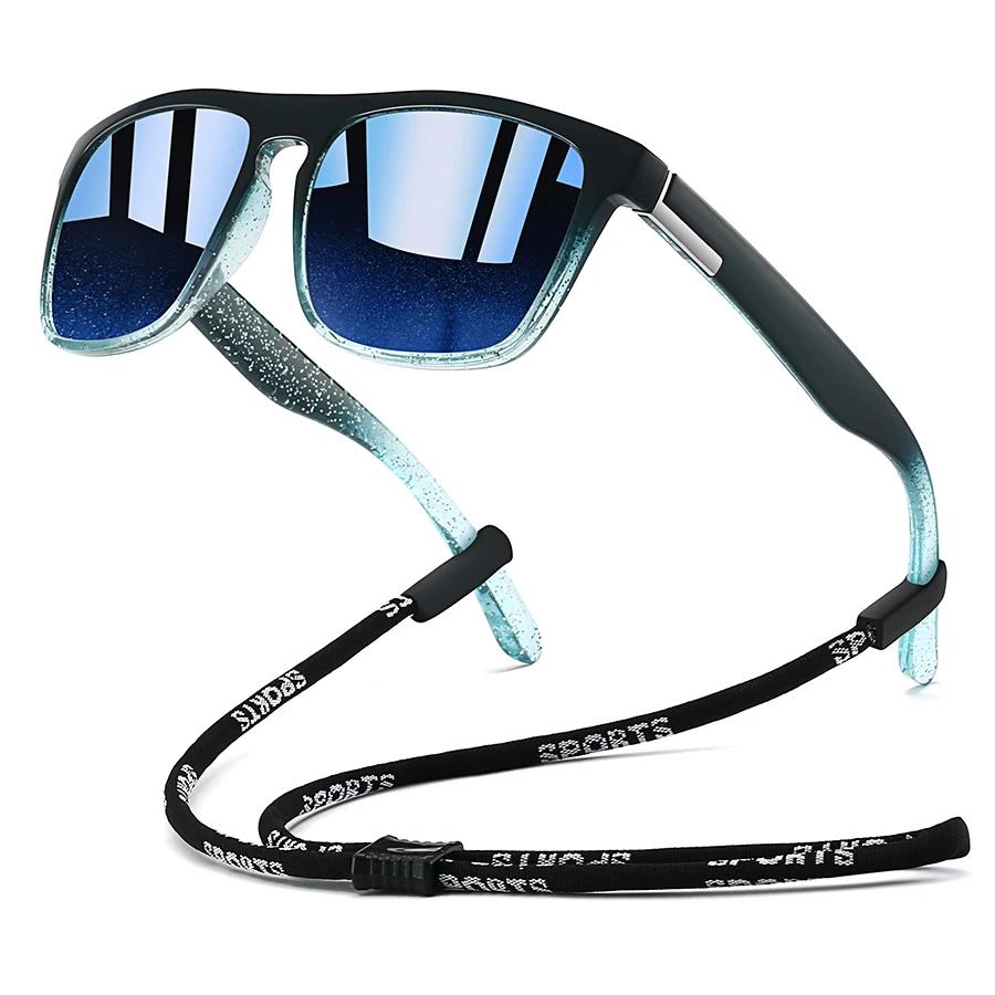 Lunettes de soleil avec chaîne pour hommes et femmes, carrées classiques, pour la conduite, la pêche