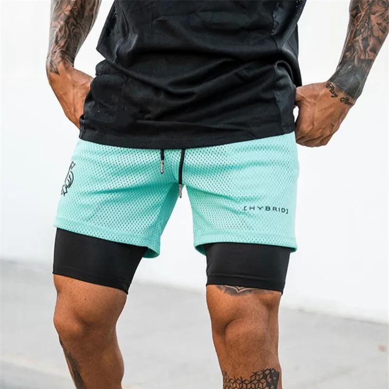 Short 2 en 1 respirant imprimé d'été pour hommes, pour gymnases, Fitness, course à pied, séchage rap