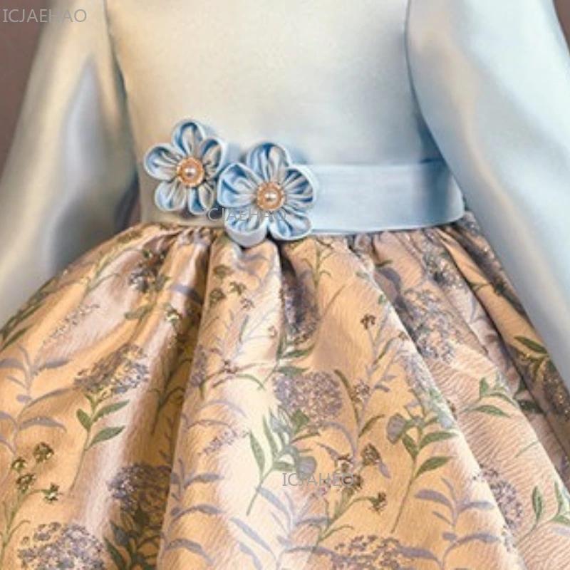 Robe de princesse pour fille, style chinois, satinée, à fleurs, pour le premier anniversaire, tenue 