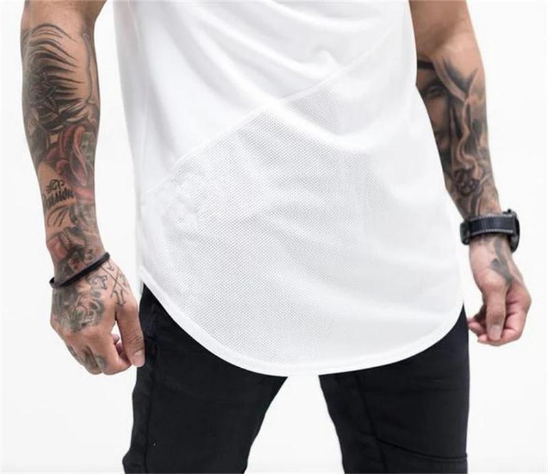 T-shirts de course unis hommes décontracté coton Patchwork maille chemises Sumemr vêtements de sport
