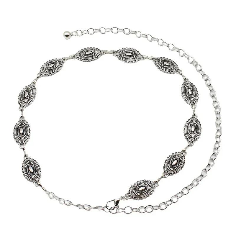 Ceinture en chaîne de taille bohème en métal pour femmes, Style ethnique polyvalent rétro, mode pull