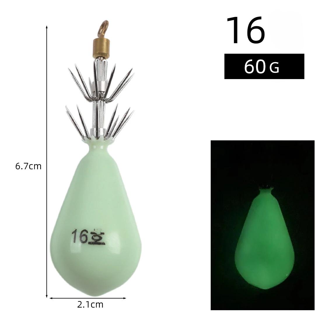 Hameçons de calmar bioniques réalistes, pêche en mer, lumineux, brillant dans le noir, forme goutte 