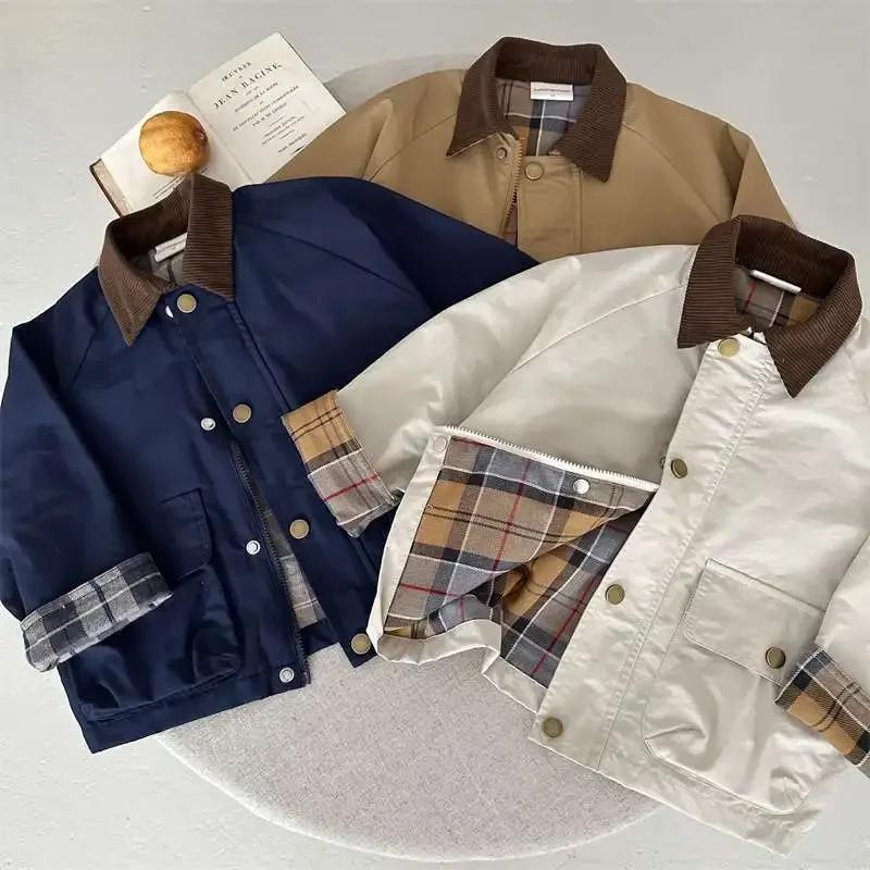 Mode bébé fille garçon Cargo Trench veste infantile enfant en bas âge enfant Patchwork manteau print