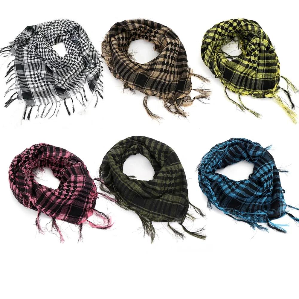 Écharpe Hijab à carreaux légère pour hommes et femmes, foulard arabe du désert, foulard tactique dou