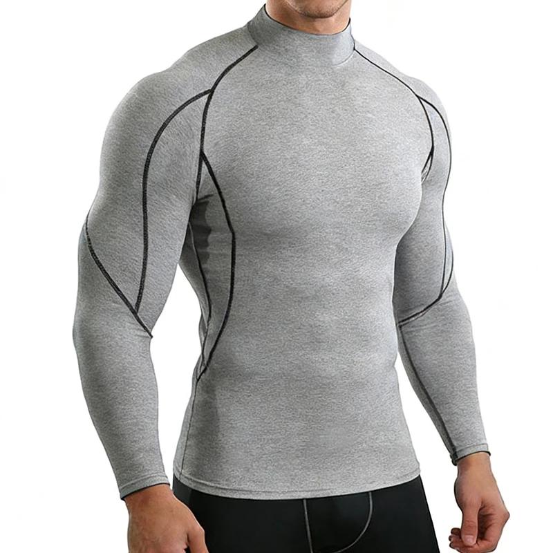 T-shirt de course pour homme, à séchage rapide, pour musculation, sport, manches longues, haut de co