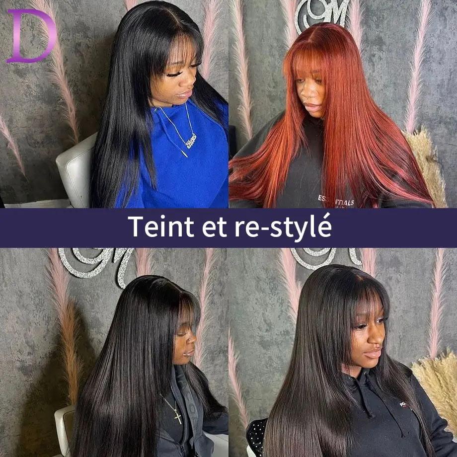 Perruques Frange Cheveux Humains Longue De 34 Pouces Perruques Cheveux Humains Lisses Avec Franges 3