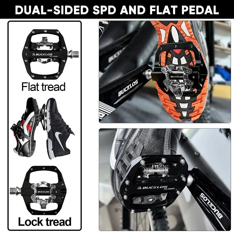 BUCKKubMTB-Pédales de vélo à double fonction, pédale de vélo VTT, plate-forme plate, verrouillage, s