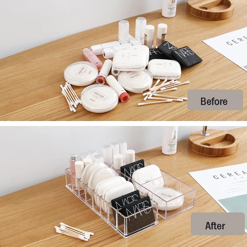 Boîte de rangement transparente en acrylique pour cosmétiques, porte-maquillage, organisateur de maq