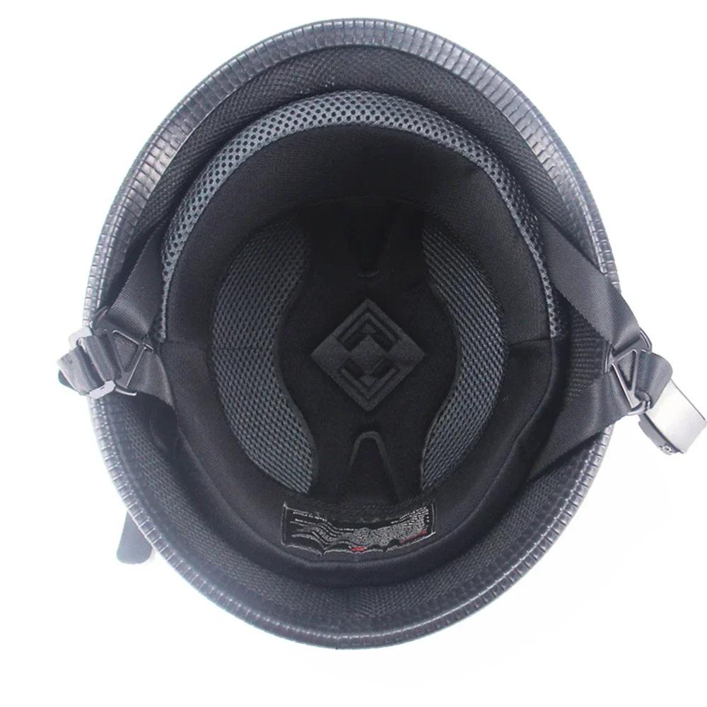 1 pièces X M/L/XL/XXL Vintage moto Cruiser casque demi visage casque allemand moto casque noir brill