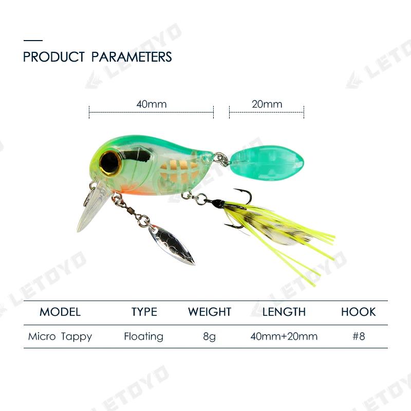 LETOYO 40mm 8g flottant manivelle Surface artificielle appât de pêche manivelle Wobbler peu profond 