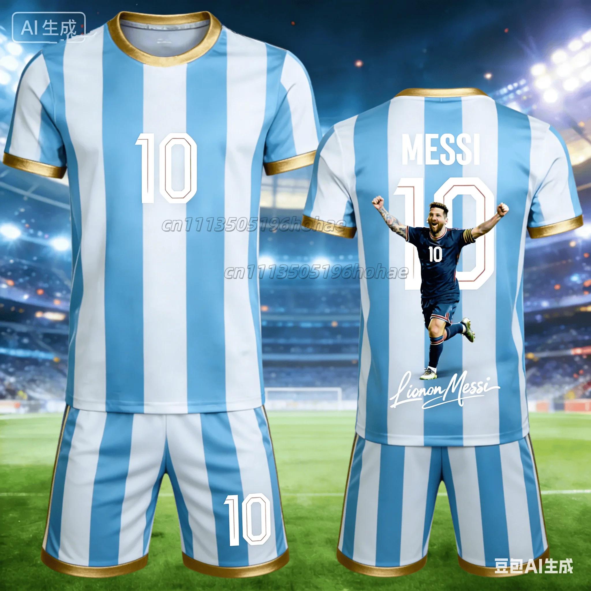 Été #   Messi N°10 #   Ensemble T-shirt et short commémoratifs pour hommes et femmes, ensemble ample