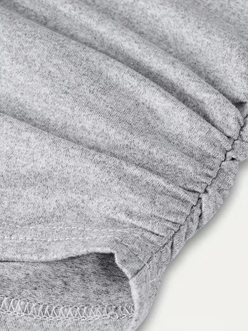 Ensemble 2 pièces en tricot gris pour filles – Haut court froncé à boutons sur le devant et pantalon