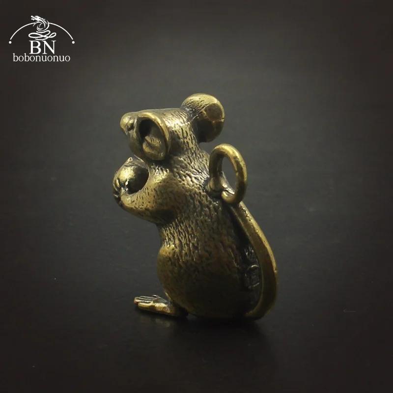 Mini souris en cuivre pur, offrande de pêche, figurine d'Auckland, rat mignon créatif, animal porte-