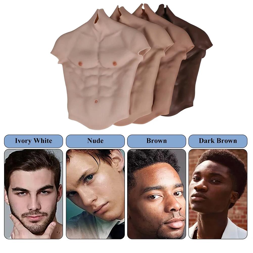 Poitrine masculine réaliste en silicone doux, simulation de la peau des muscles abdominaux, accessoi