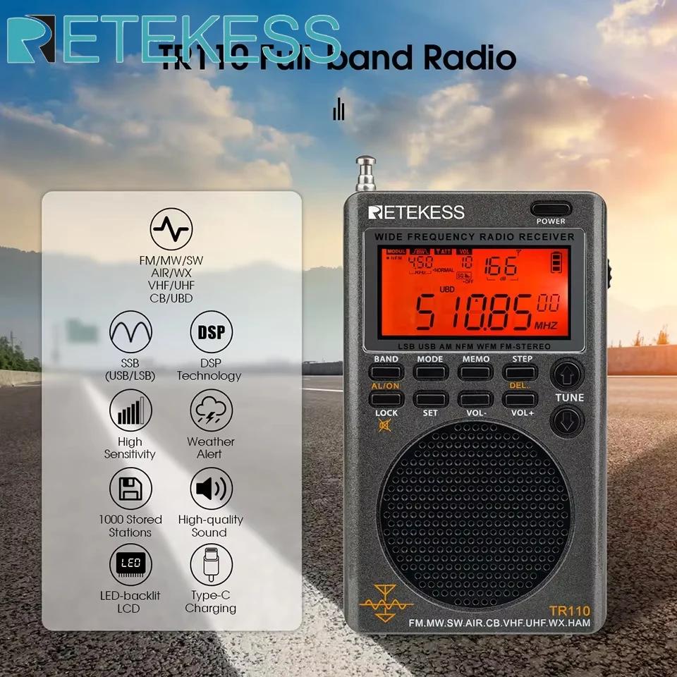 RETEKESS-Radio pleine bande pour l'extérieur, Radio à ondes courtes SSB, AM, FM, Toutes les vagues, 