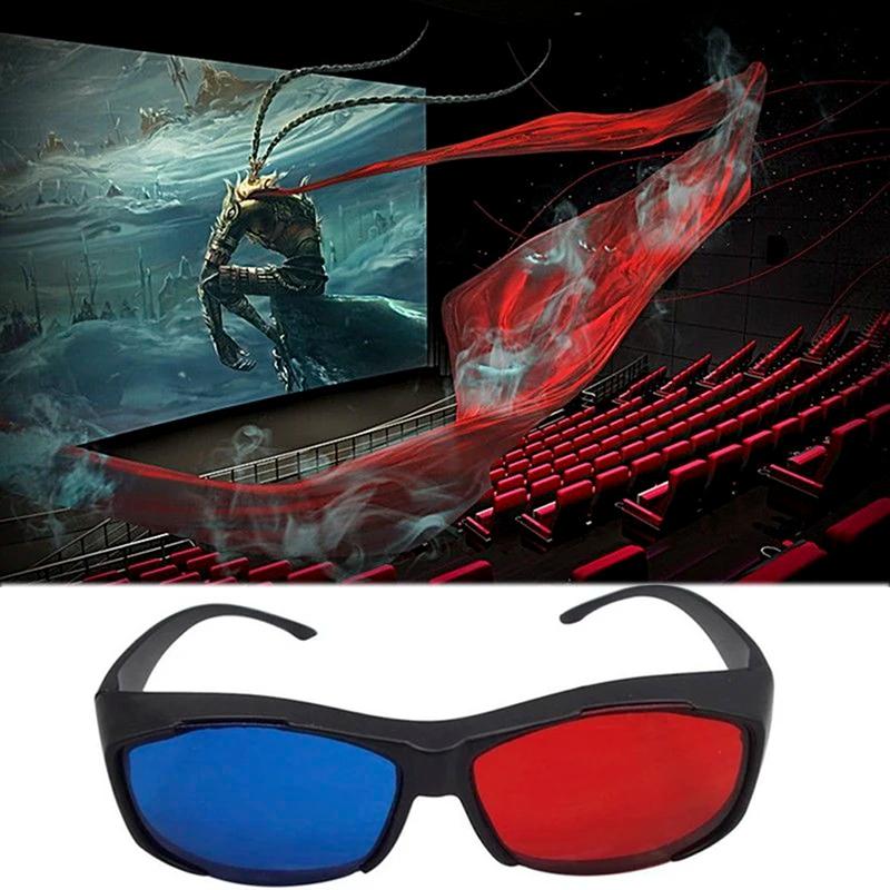 Lunettes 3D universelles pour jeu de film Anaglyph, monture noire, rouge, bleue, de haute qualité, n