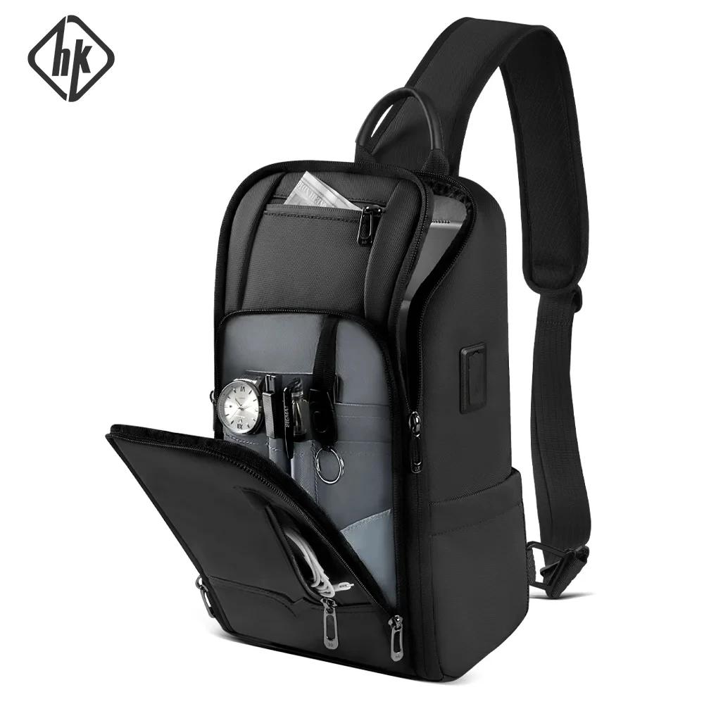 HcanKcan mode hommes sac à bandoulière multifonction USB sac à bandoulière étanche sac de messager t
