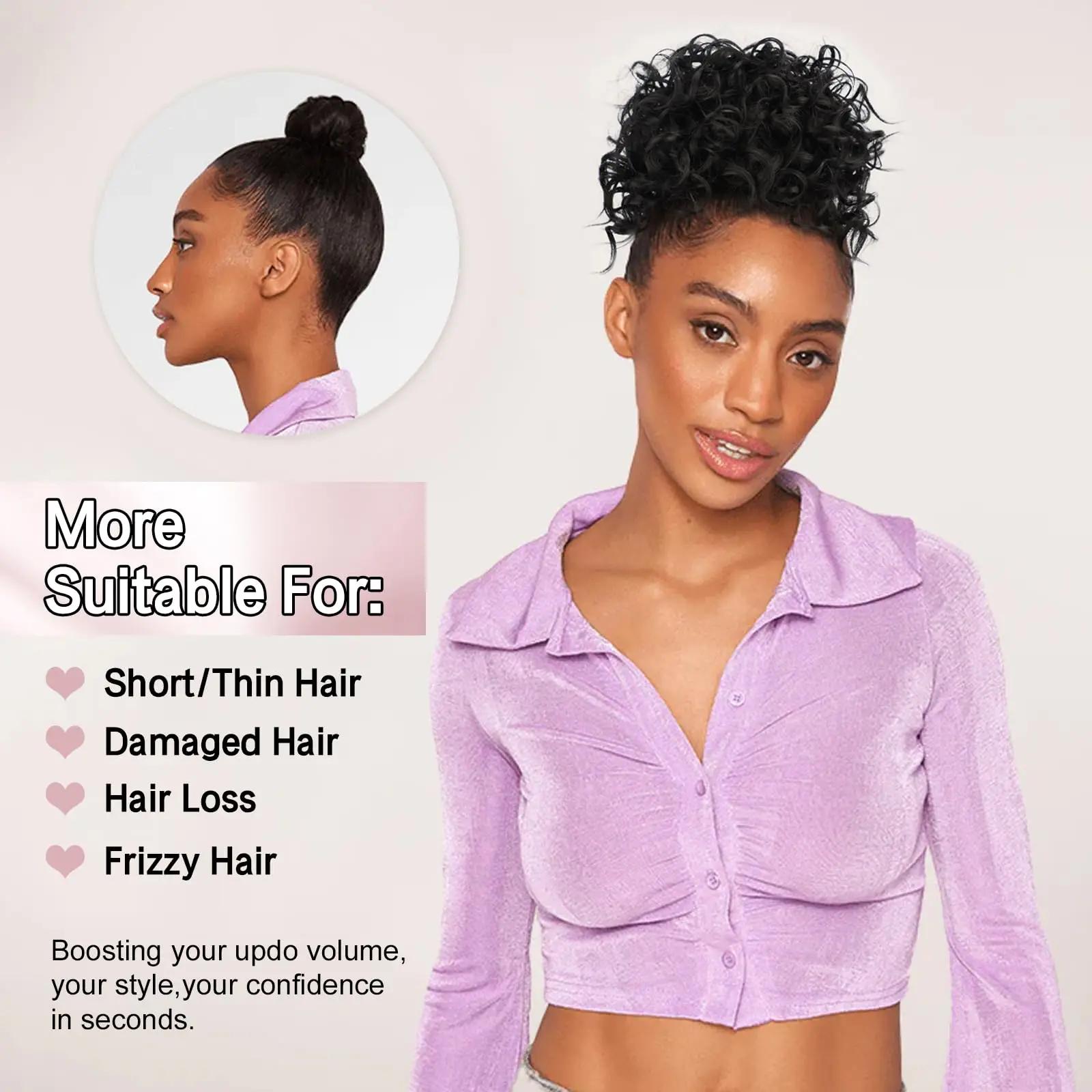 Chignon synthétique en désordre, 60g, cordon élastique, vague lâche, bouclé, Extensions de cheveux p