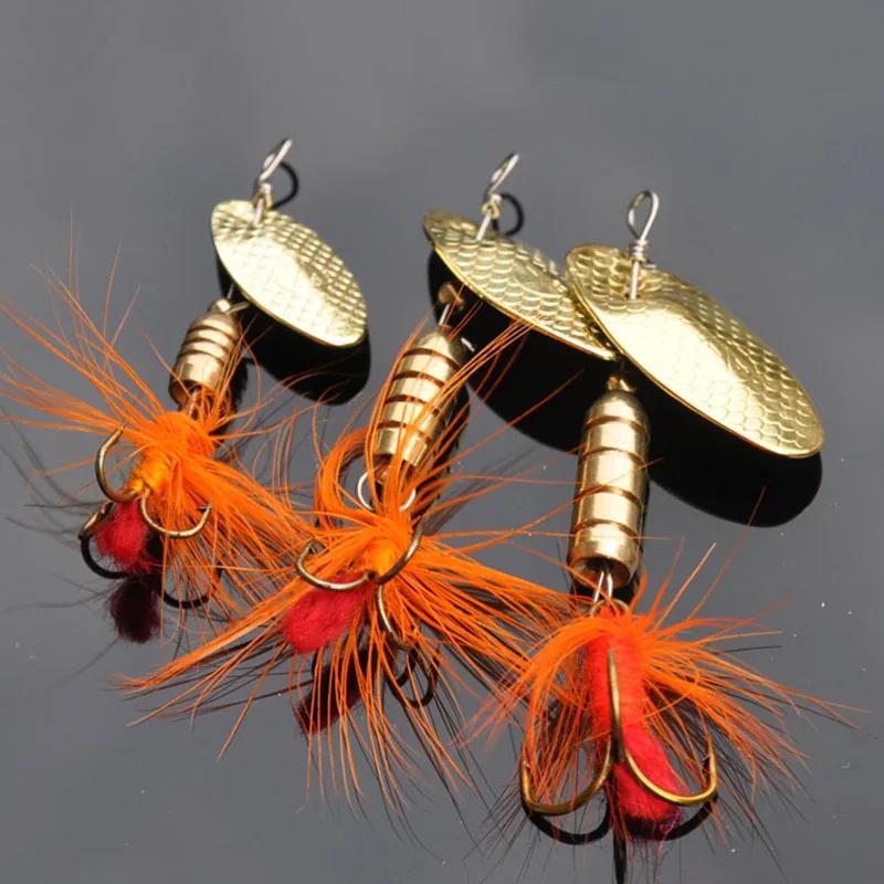 2 pièces Spinner cuillère leurre 2.5g 4g 5.5g rotatif métal paillettes appât triple crochets manivel