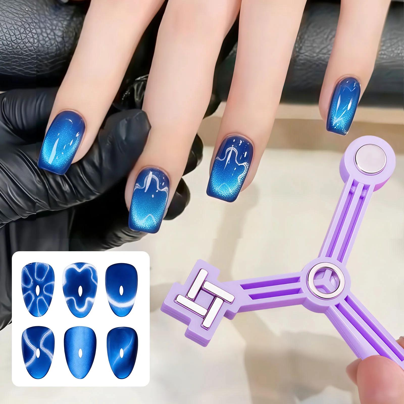 Bâtonnet aimanté 4-en-1 pour ongles effet œil de chat, pour motifs étoile, fleur, French manucure, o