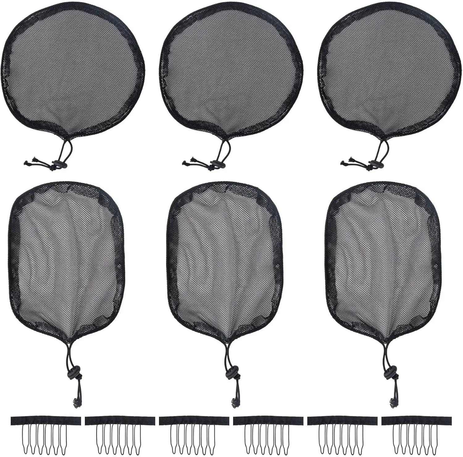 Filet de tissage noir, 5 pièces, cordon élastique, queue de cheval avec 3 Clips en maille pour la fa