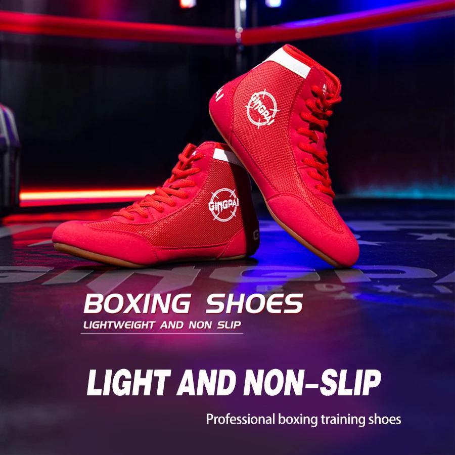 Chaussures de boxe montantes pour hommes et enfants, entraînement au combat Sanda, chaussures Worces