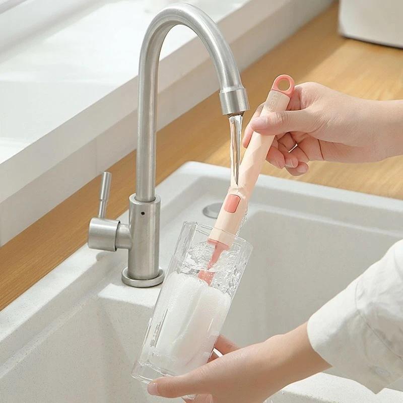 Brosse à biberon, Rotation à 360 degrés, sucette pour bébé, ensemble de brosses de nettoyage de mame
