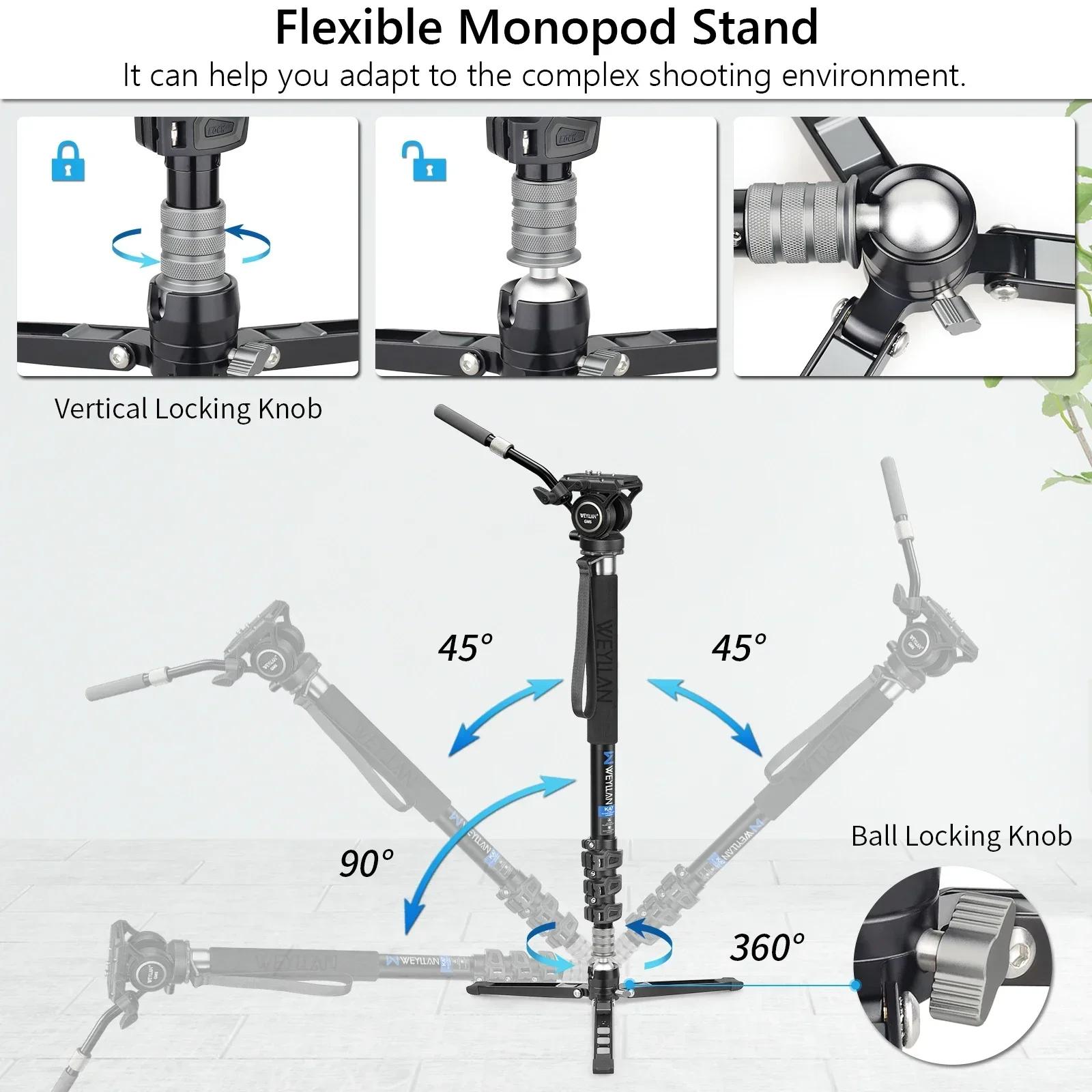 Trépied pour appareil photo reflex numérique professionnel, monopode, 360, panoramique, tête des Émi